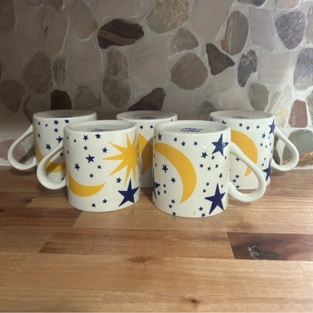 Set of 5 Sun and Moon Ceramic Mugs Staffordshire by Gridley